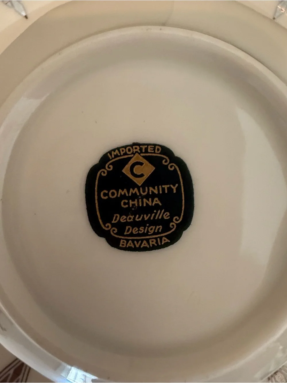 Community China Deauville Cream Soup Bowl & Underplate Bavaria Germany Art Deco